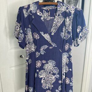 Free People Purple Hawaii Mini Dress Size Small Floral Print Short Sleeve